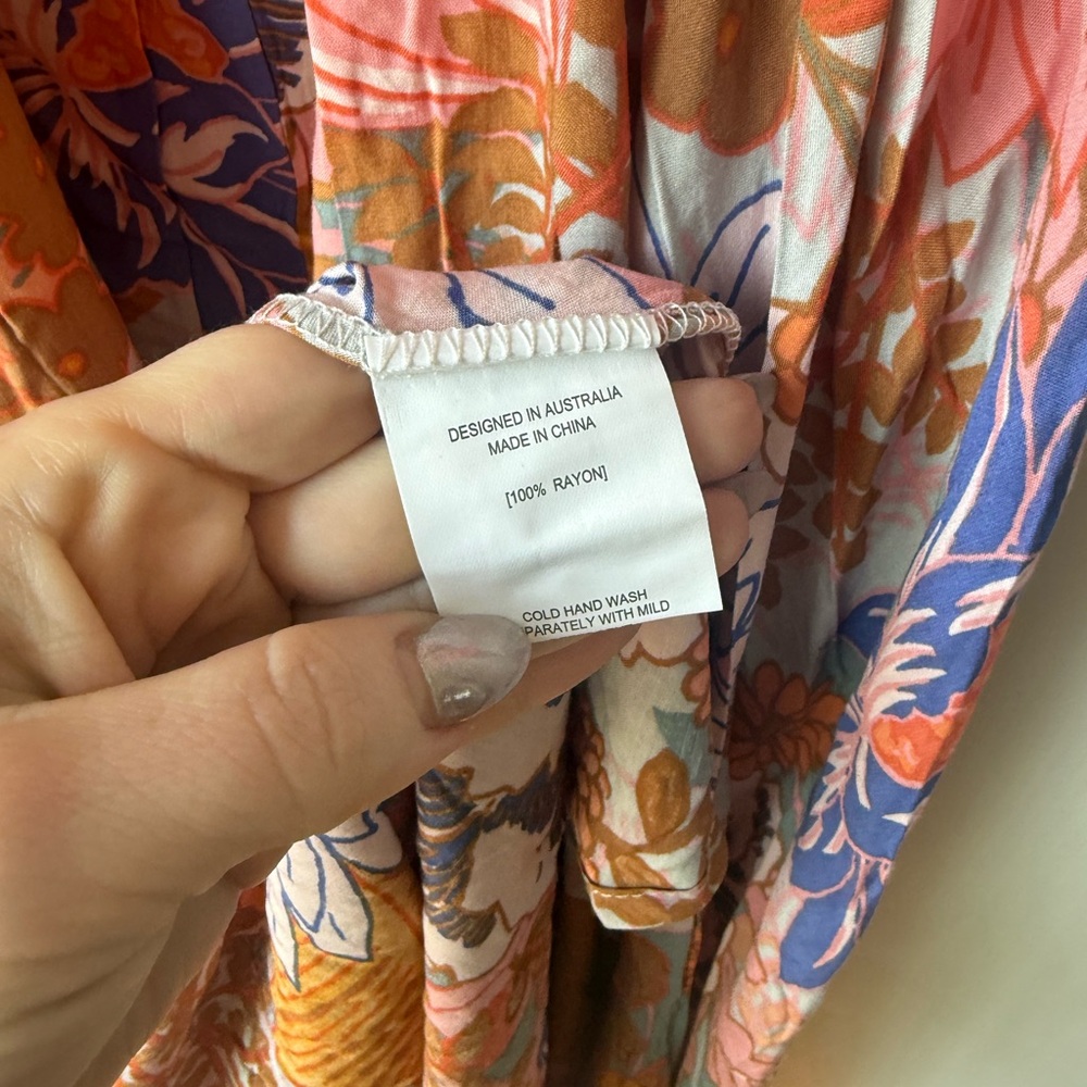 Petal & Pup Newell Orange Colorful Floral Maxi Dress L - Picture 9 of 13